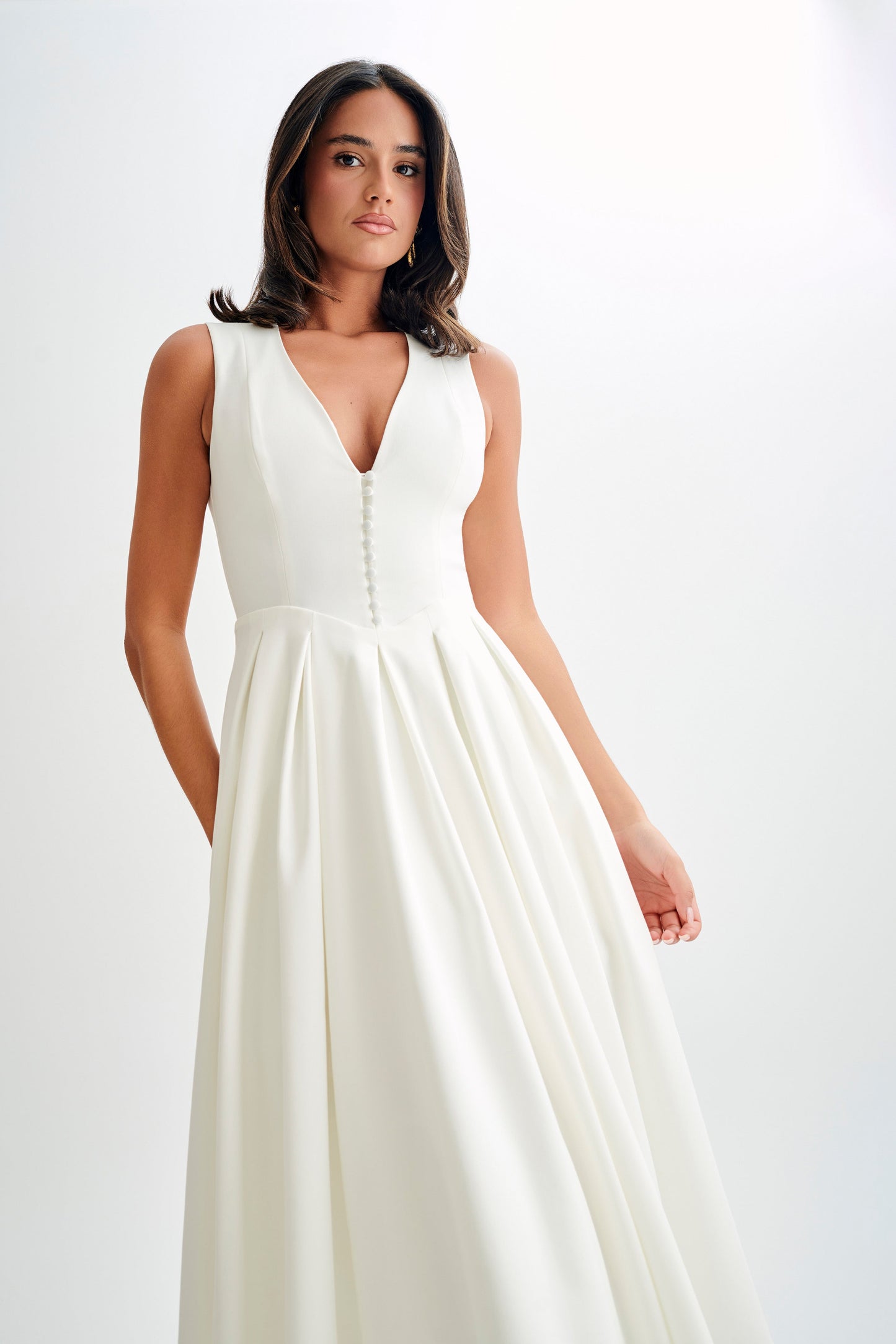 Lunara Midi Dress – White Whisper
