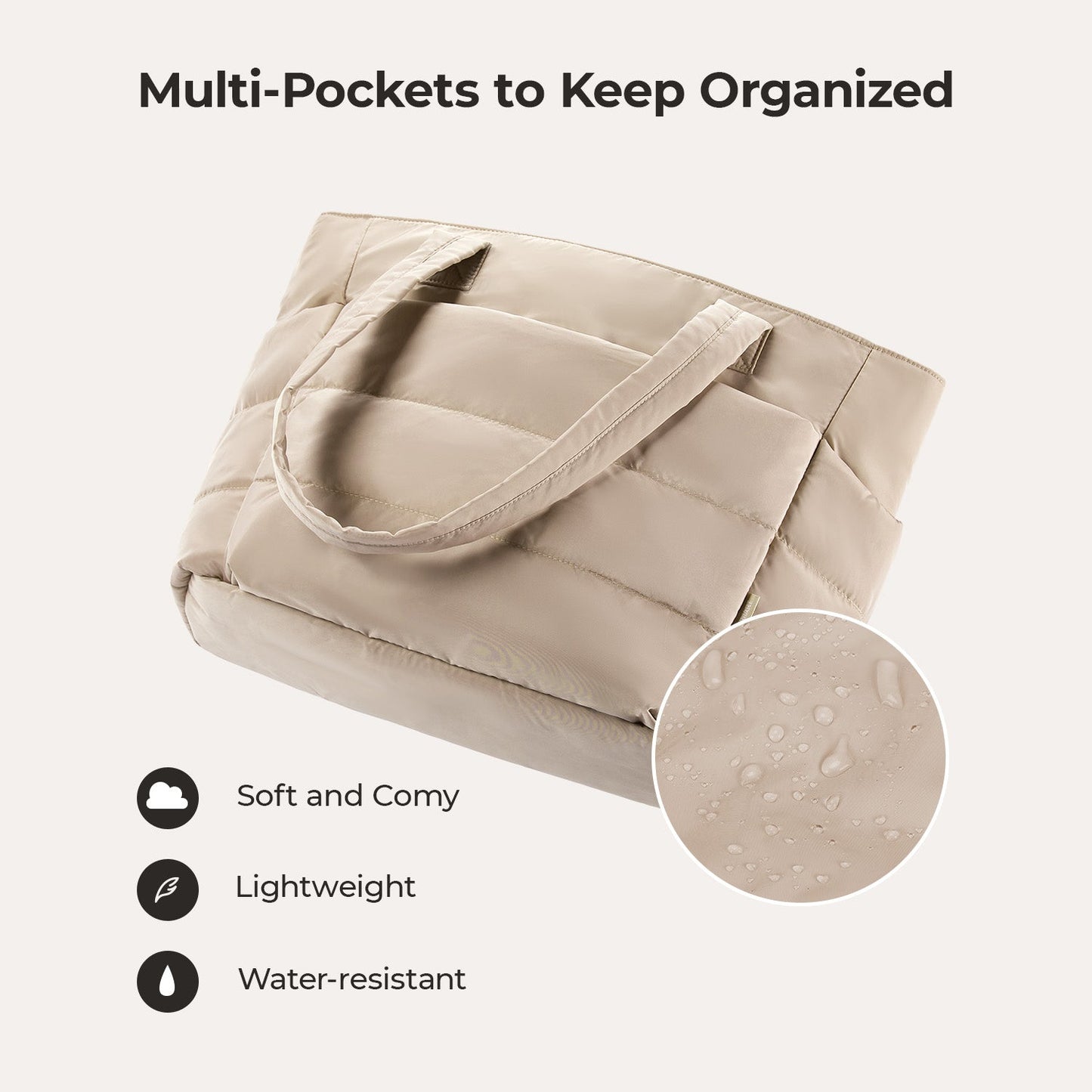 20L Puffy Tote Bag with 15.6" Laptop Compartment