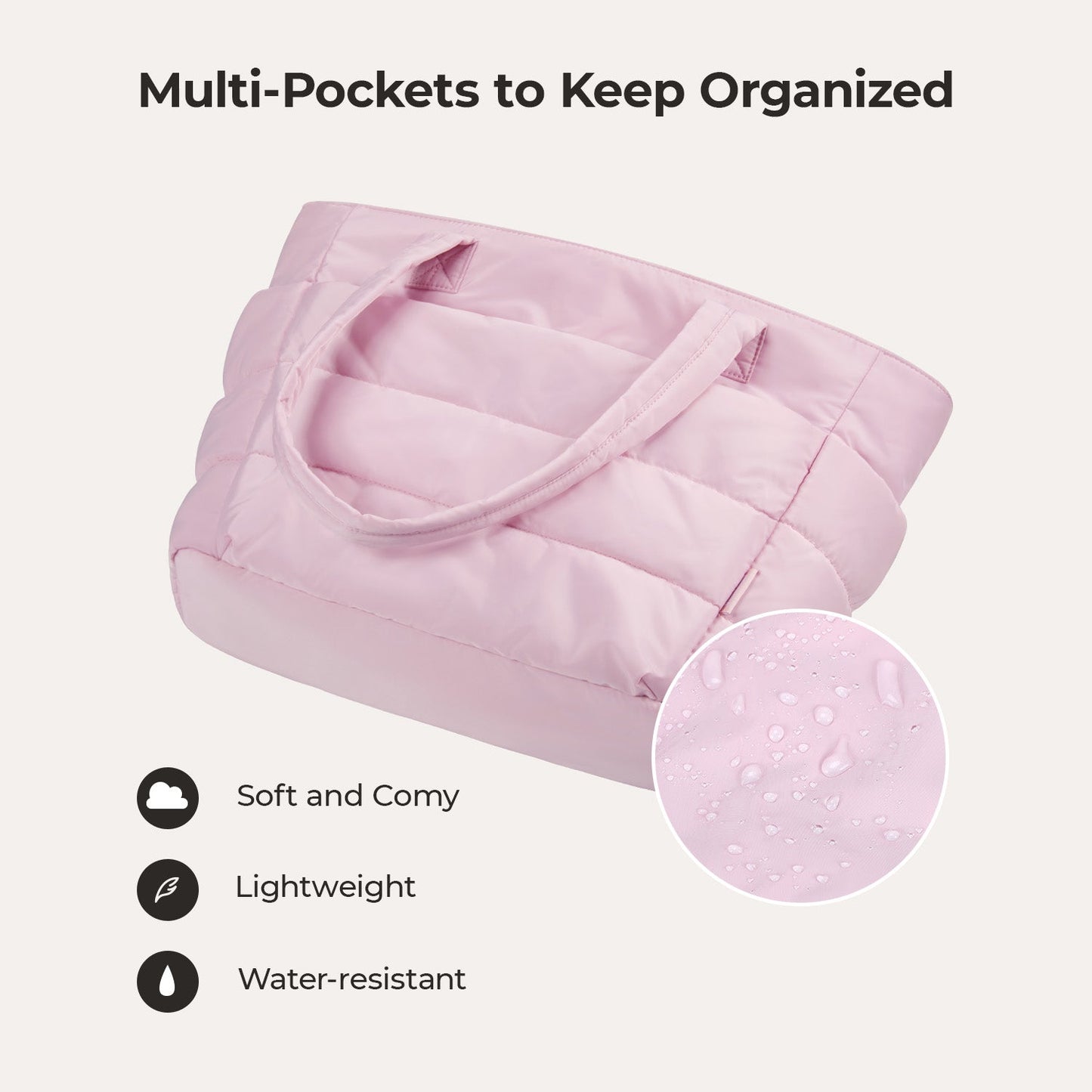 20L Puffy Tote Bag with 15.6" Laptop Compartment