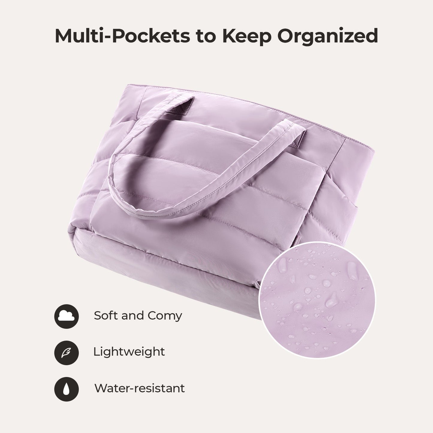 20L Puffy Tote Bag with 15.6" Laptop Compartment