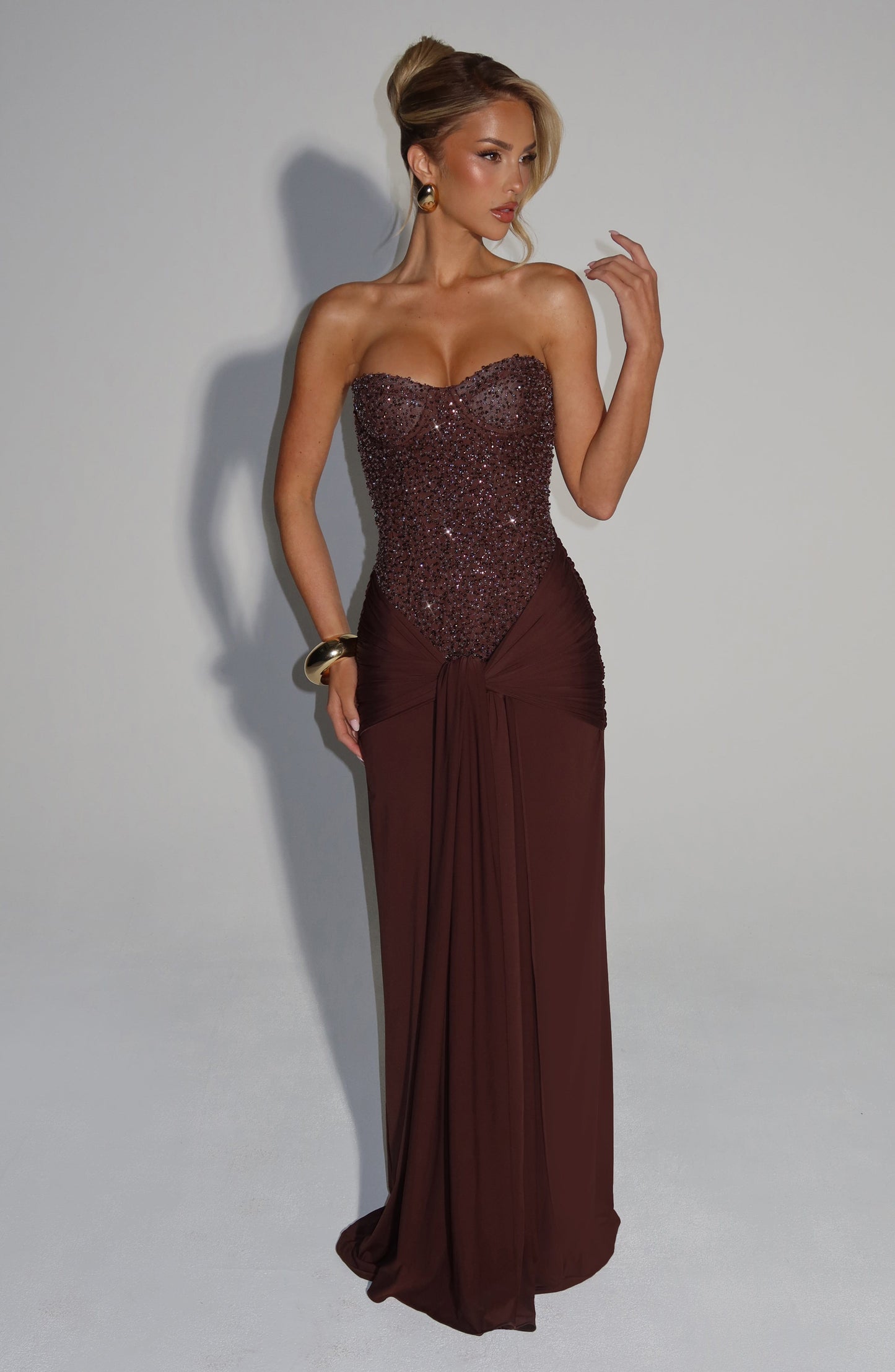Elaha | Elegant Plum Brown Maxi