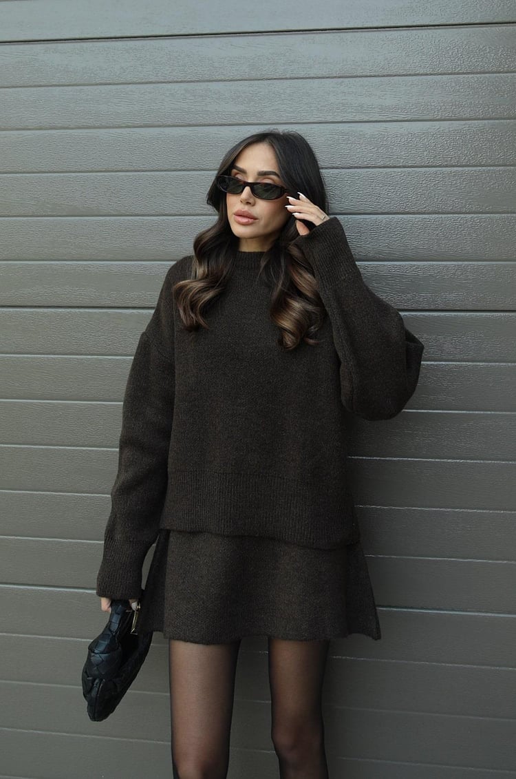 Amy Knit Set – Chic and Cozy Top & Skirt Matching Outfit for Women