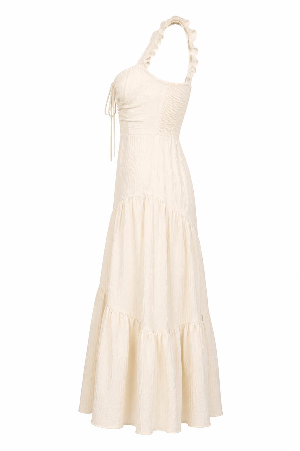 Velstine | Women's Ruched Square Neck Maxi Dress - Cream