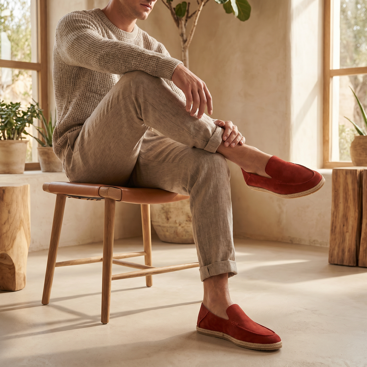 Men's Suede Espadrille Loafers, Casual Summer