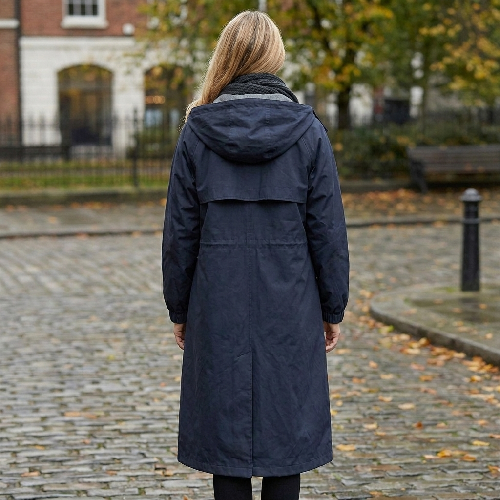 Women's Button-Front Hooded Raincoat with Elasticated Cuffs - view 8