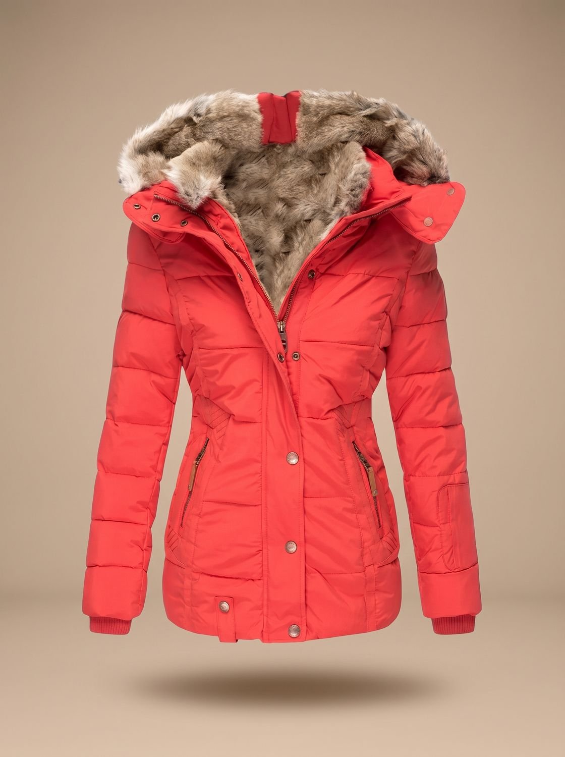 Women's Faux-Fur Hooded Quilted Puffer Winter Coat - view 5