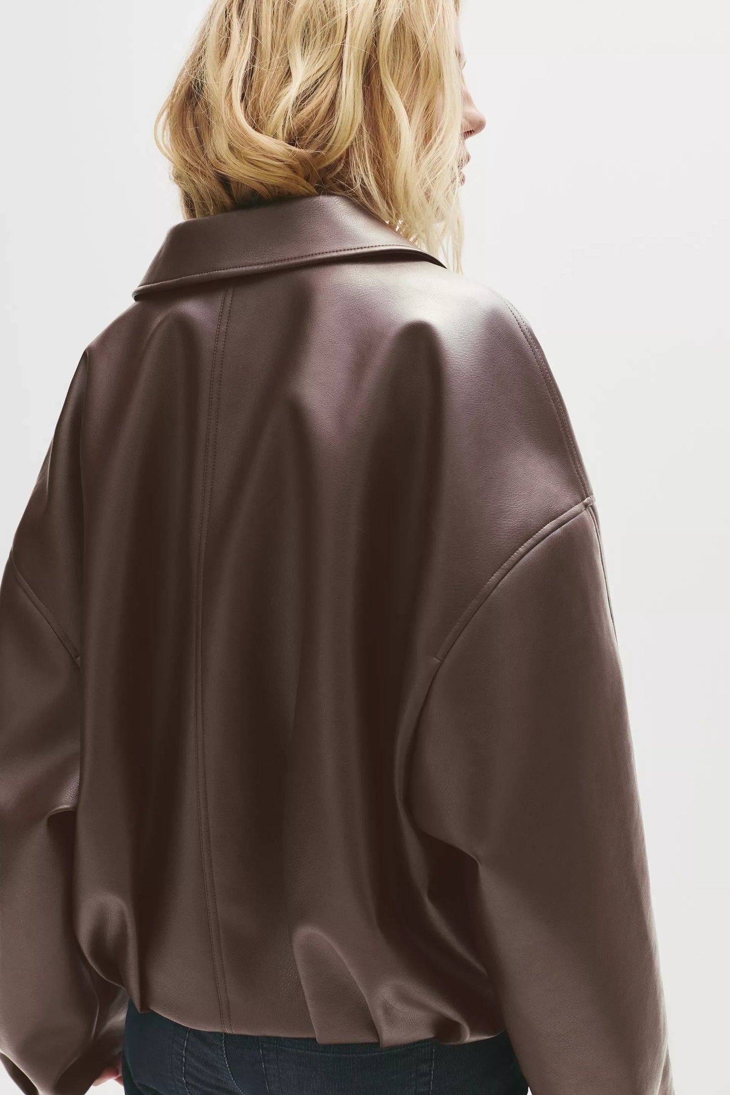 Bomber jacket with leather effect