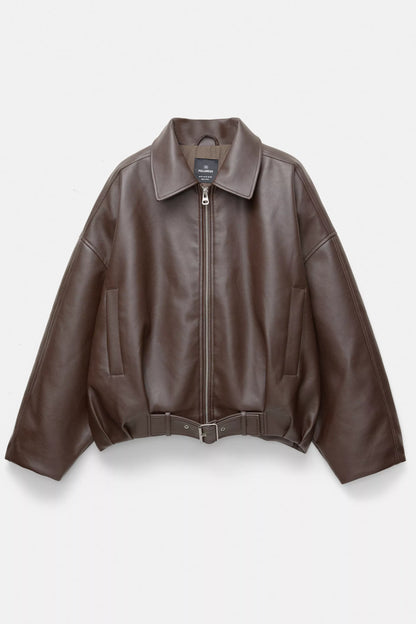 Bomber jacket with leather effect