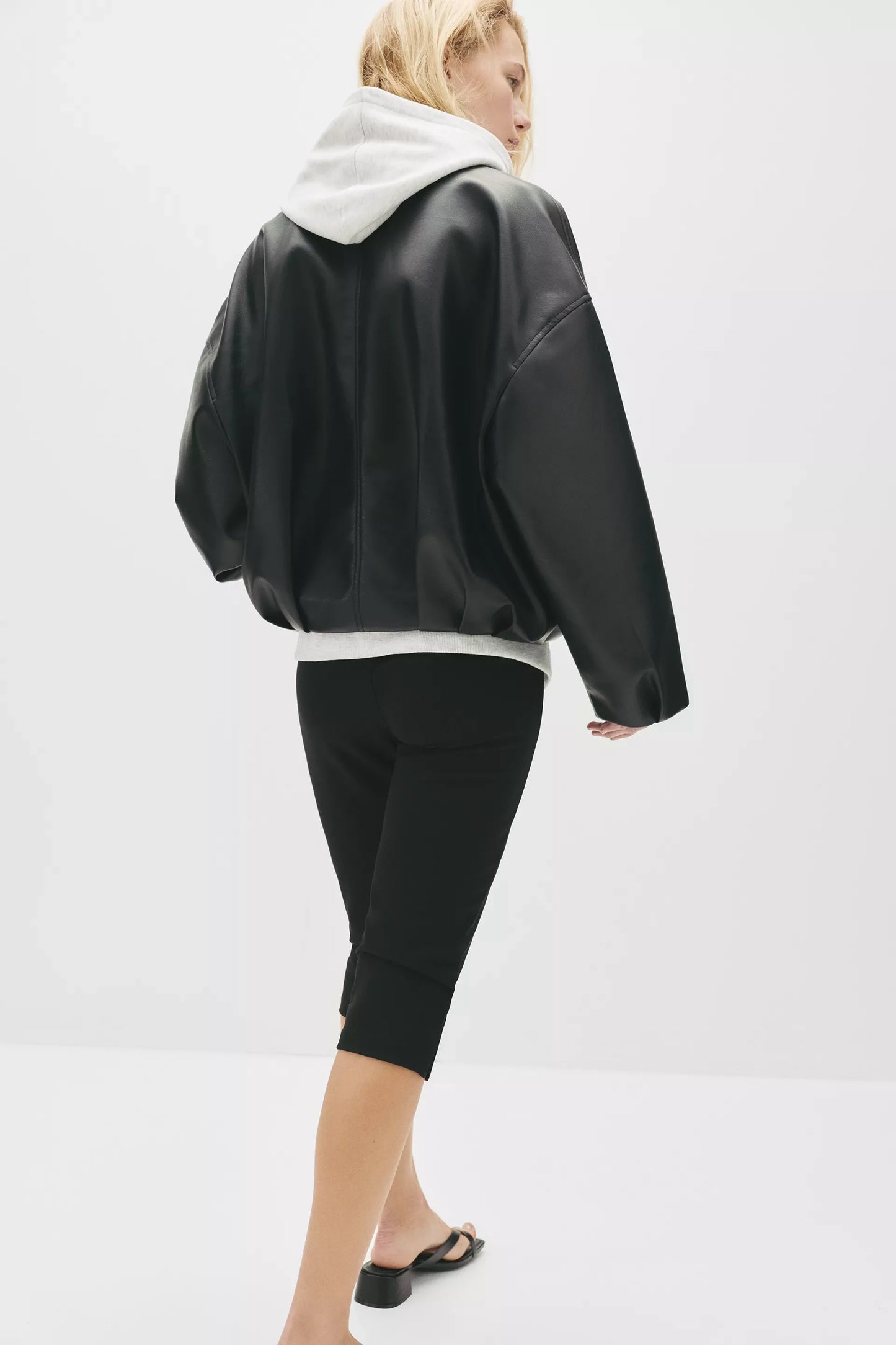 Bomber jacket with leather effect