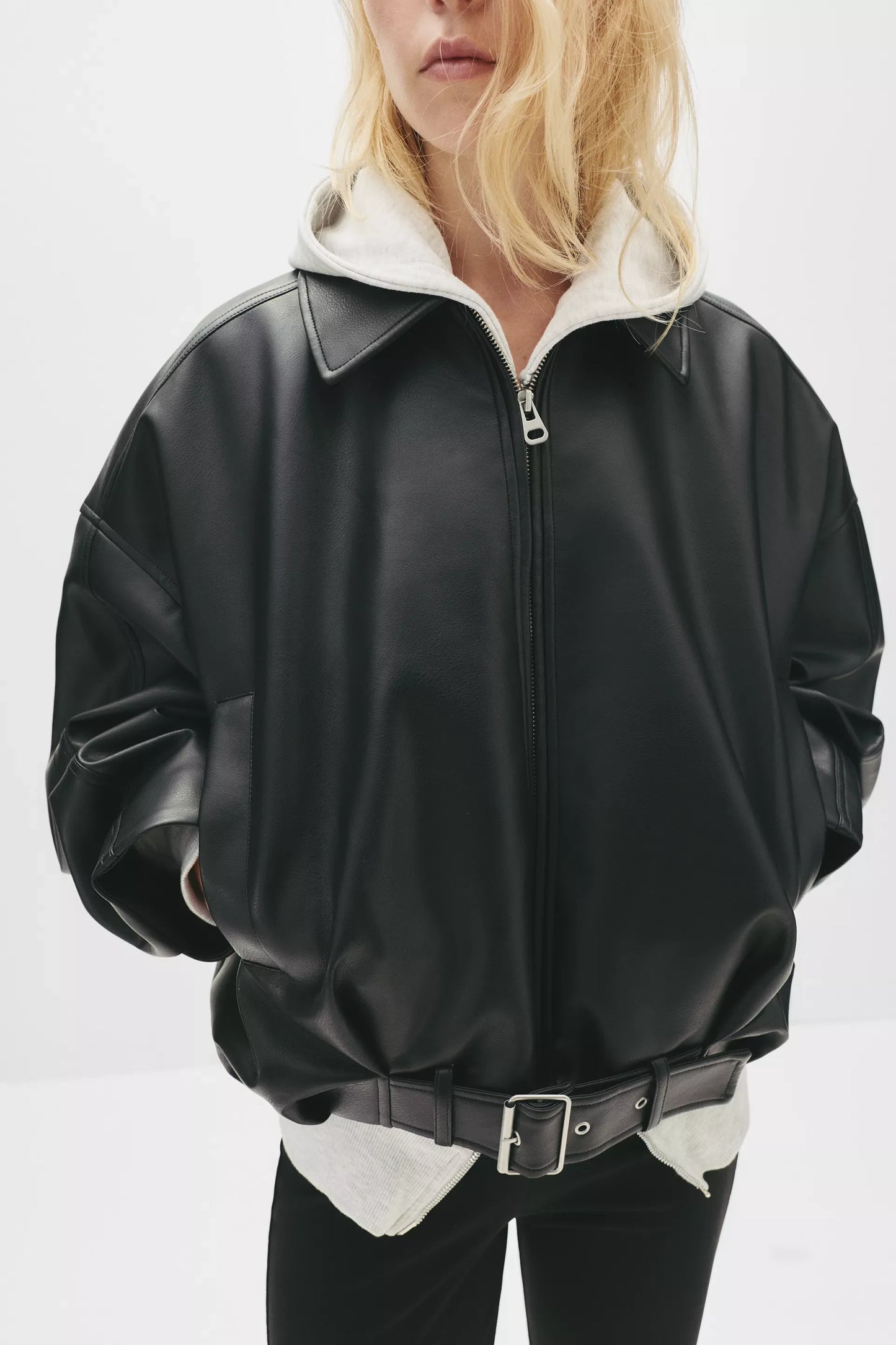 Bomber jacket with leather effect