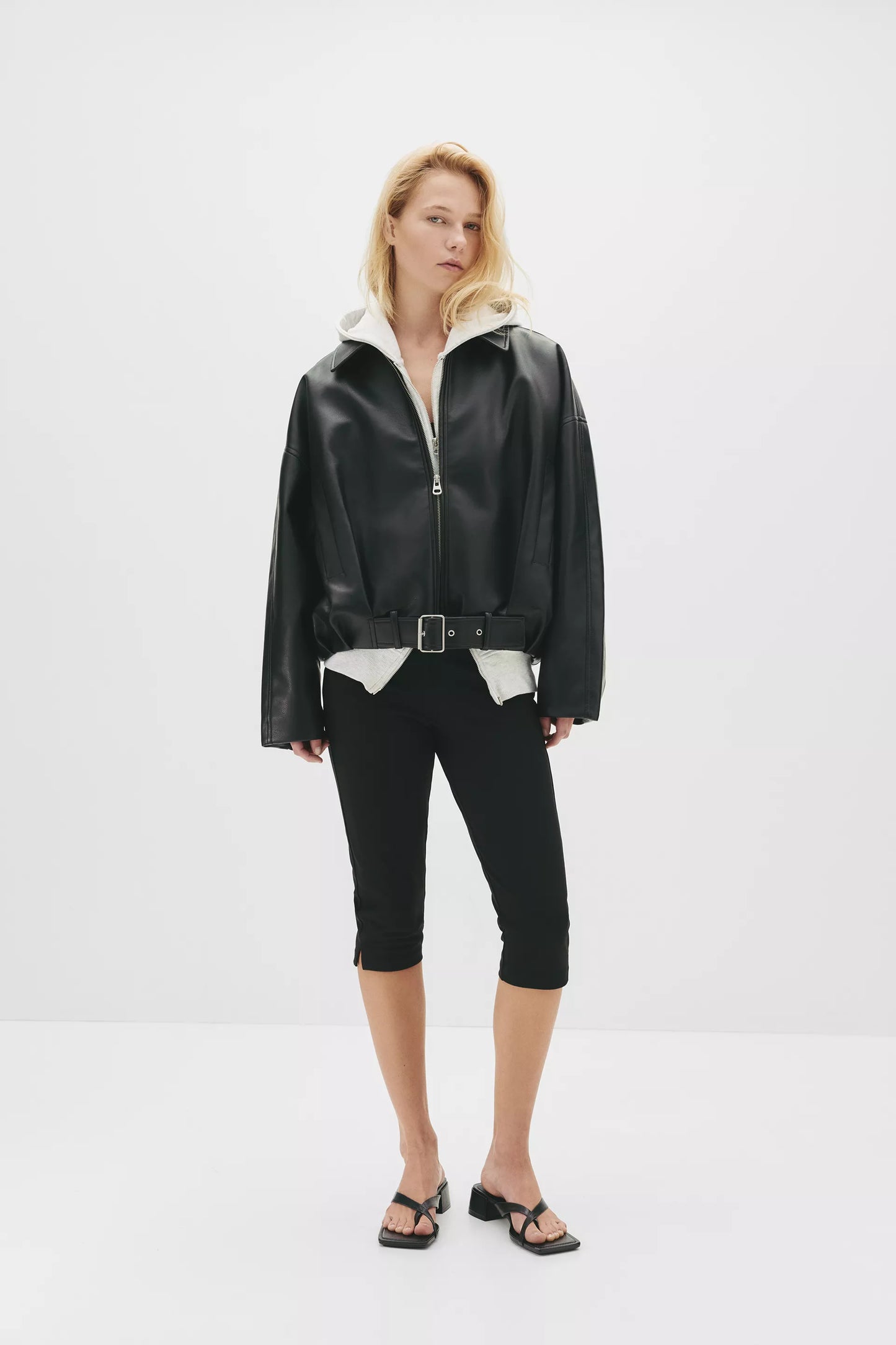 Bomber jacket with leather effect