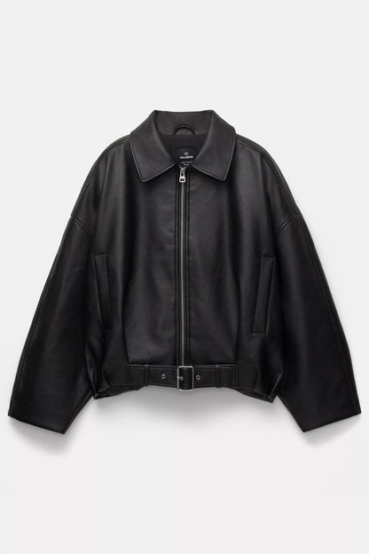 Bomber jacket with leather effect