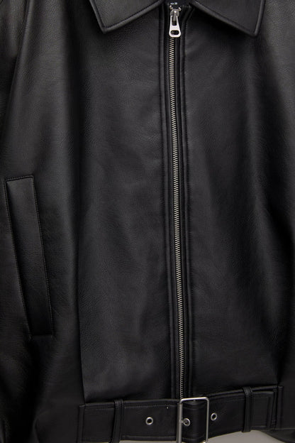 Bomber jacket with leather effect