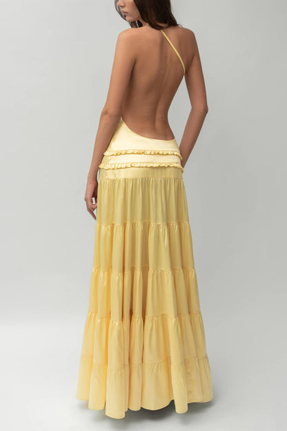 Athena | Backless Pleated Maxi Dress