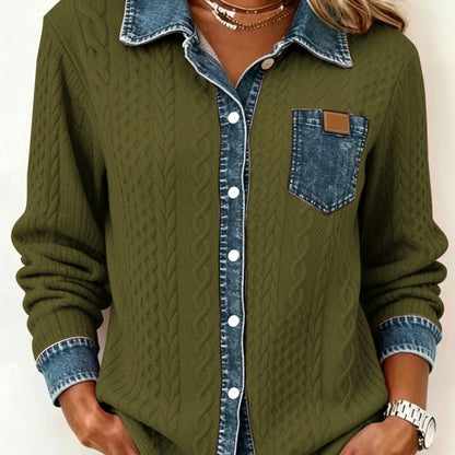 Women's Textured Button-Up Shirt