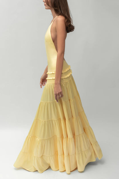 Athena | Backless Pleated Maxi Dress