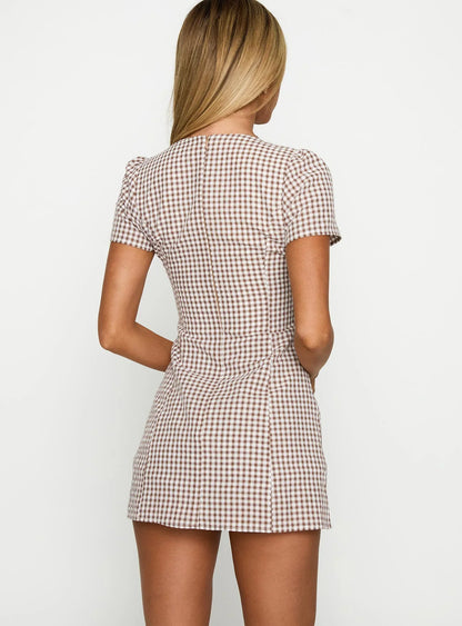 Rosé V-Neck Ruched - Mini Dress