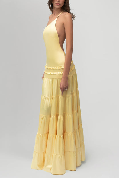 Athena | Backless Pleated Maxi Dress