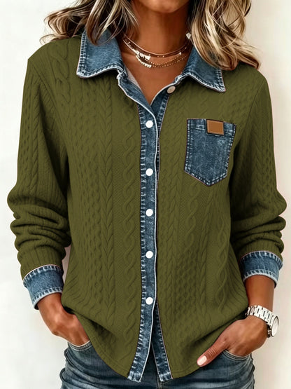 Women's Textured Button-Up Shirt