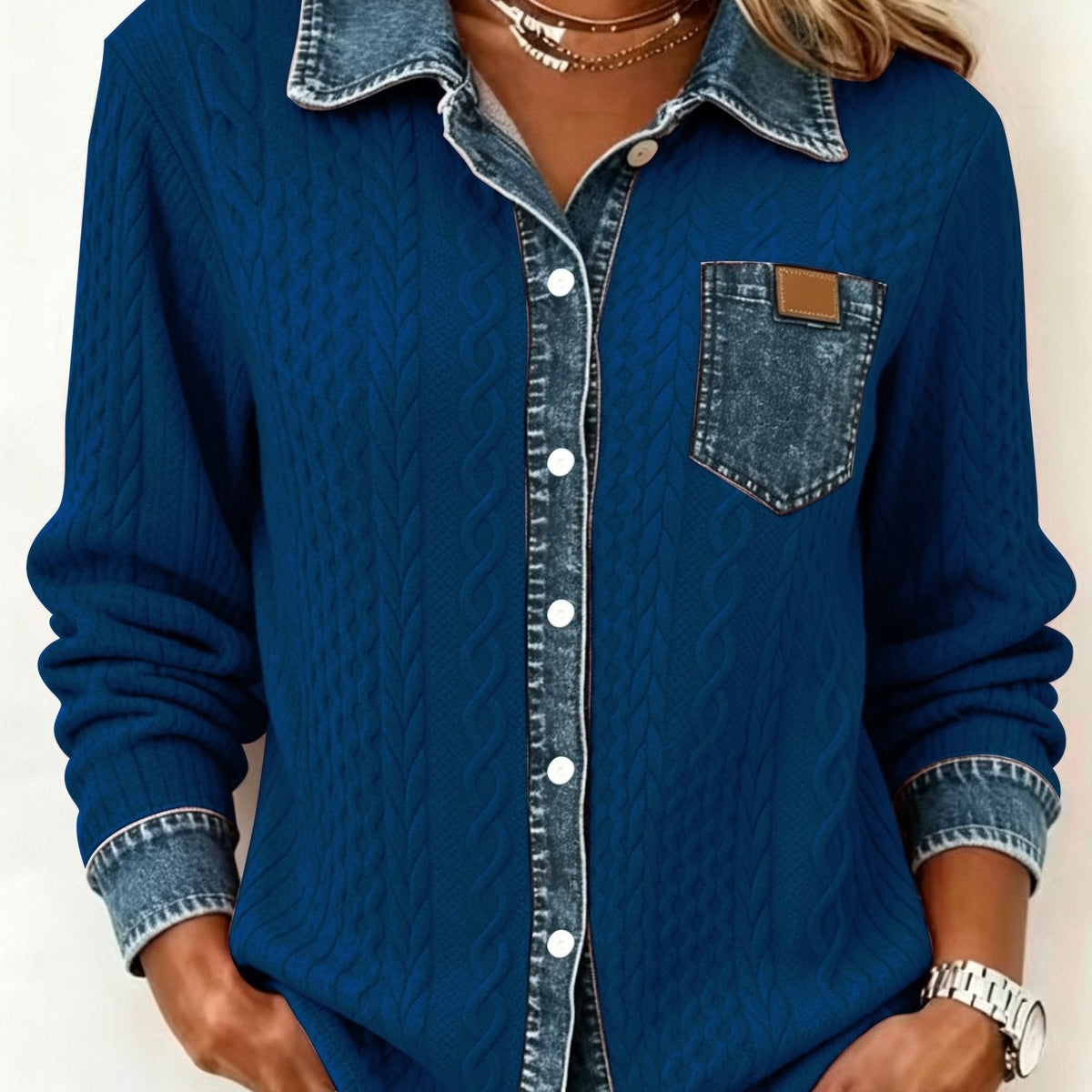 Women's Textured Button-Up Shirt