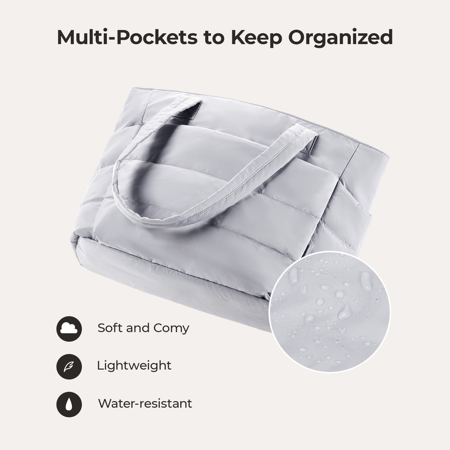 20L Puffy Tote Bag with 15.6" Laptop Compartment