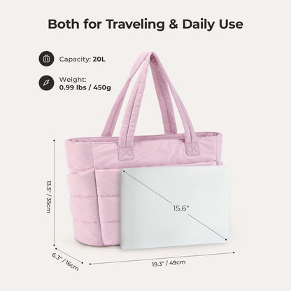 20L Puffy Tote Bag with 15.6" Laptop Compartment