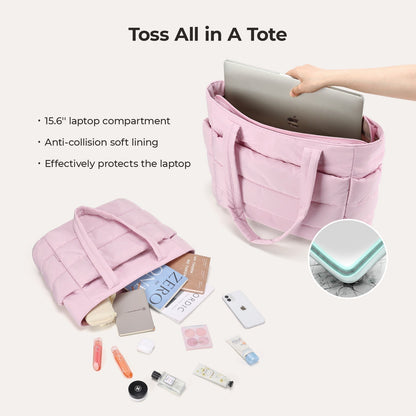 20L Puffy Tote Bag with 15.6" Laptop Compartment