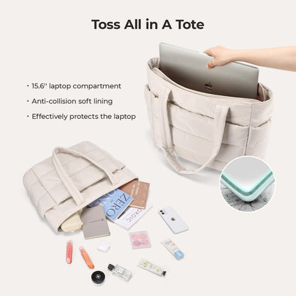 20L Puffy Tote Bag with 15.6" Laptop Compartment