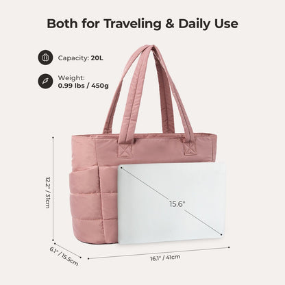 20L Puffy Tote Bag with 15.6" Laptop Compartment