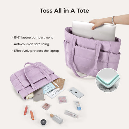 20L Puffy Tote Bag with 15.6" Laptop Compartment