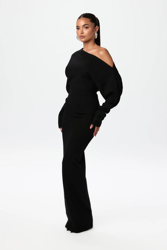 Serena Knit | Off-Shoulder Maxi Dress