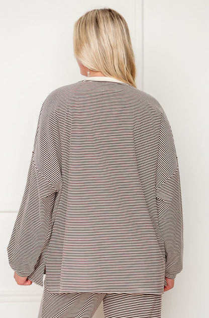 Striped Fleece Oversize Top And Pants