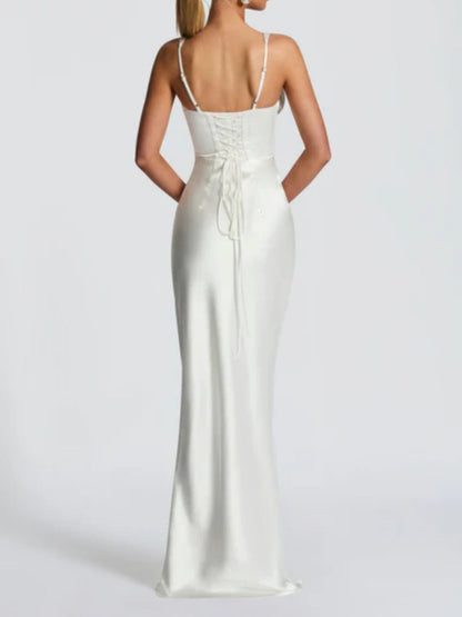 Ivory Deep V Maxi Dress