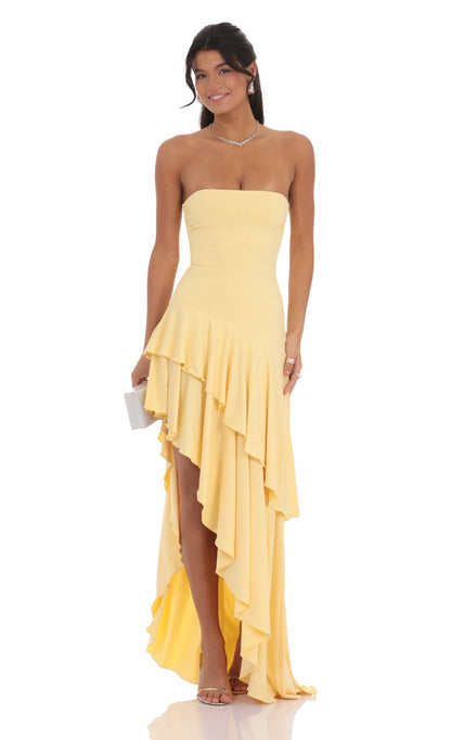 LEILA - Strapless Ruffle Maxi Dress
