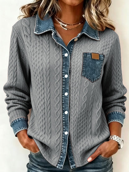 Women's Textured Button-Up Shirt