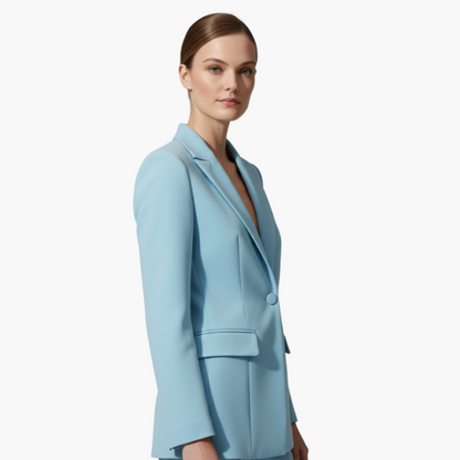 Women's Tailored Blazer Suit Set with Straight Leg Trousers