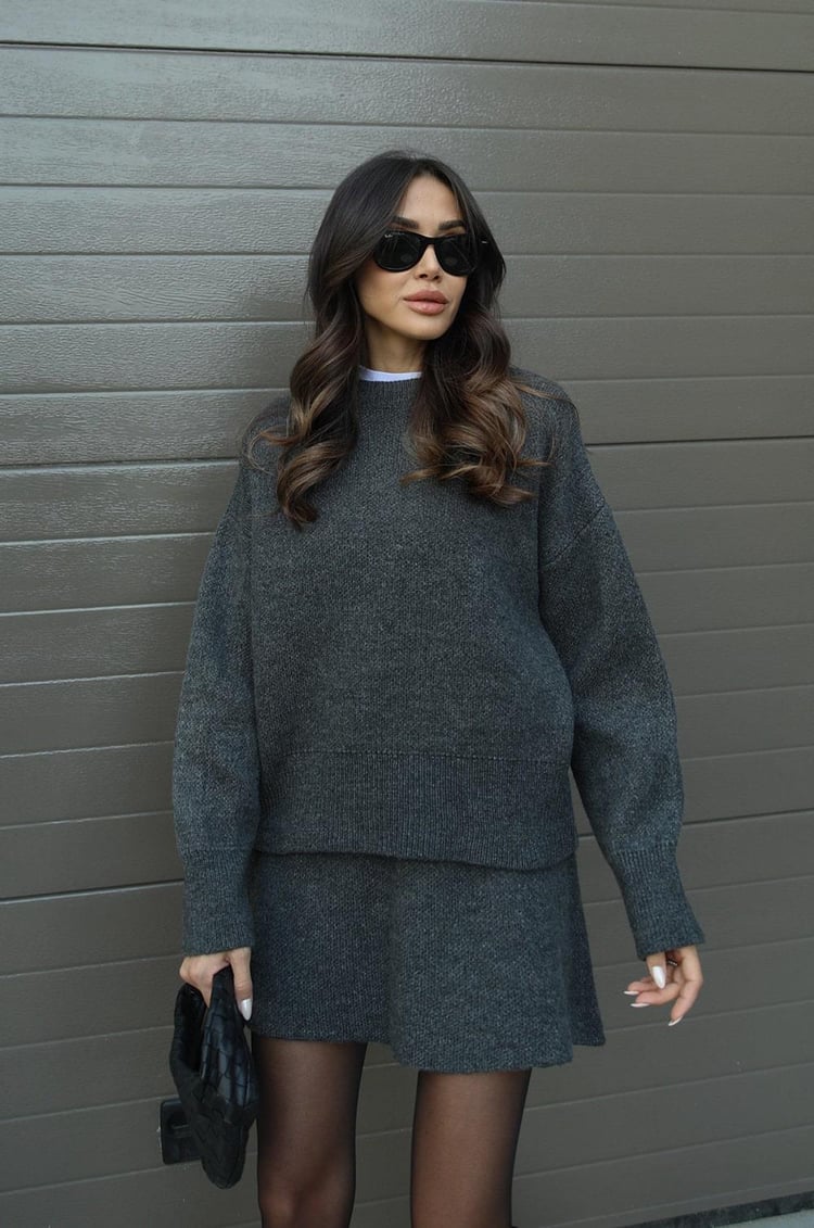 Amy Knit Set – Chic and Cozy Top & Skirt Matching Outfit for Women