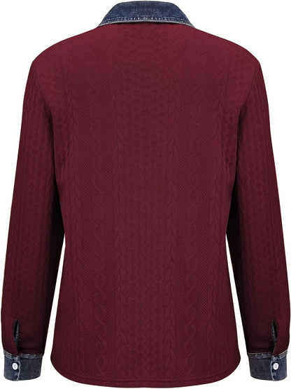 Women's Textured Button-Up Shirt