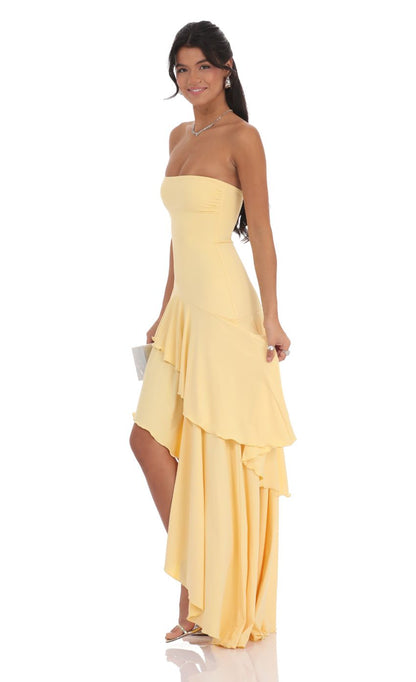 LEILA - Strapless Ruffle Maxi Dress