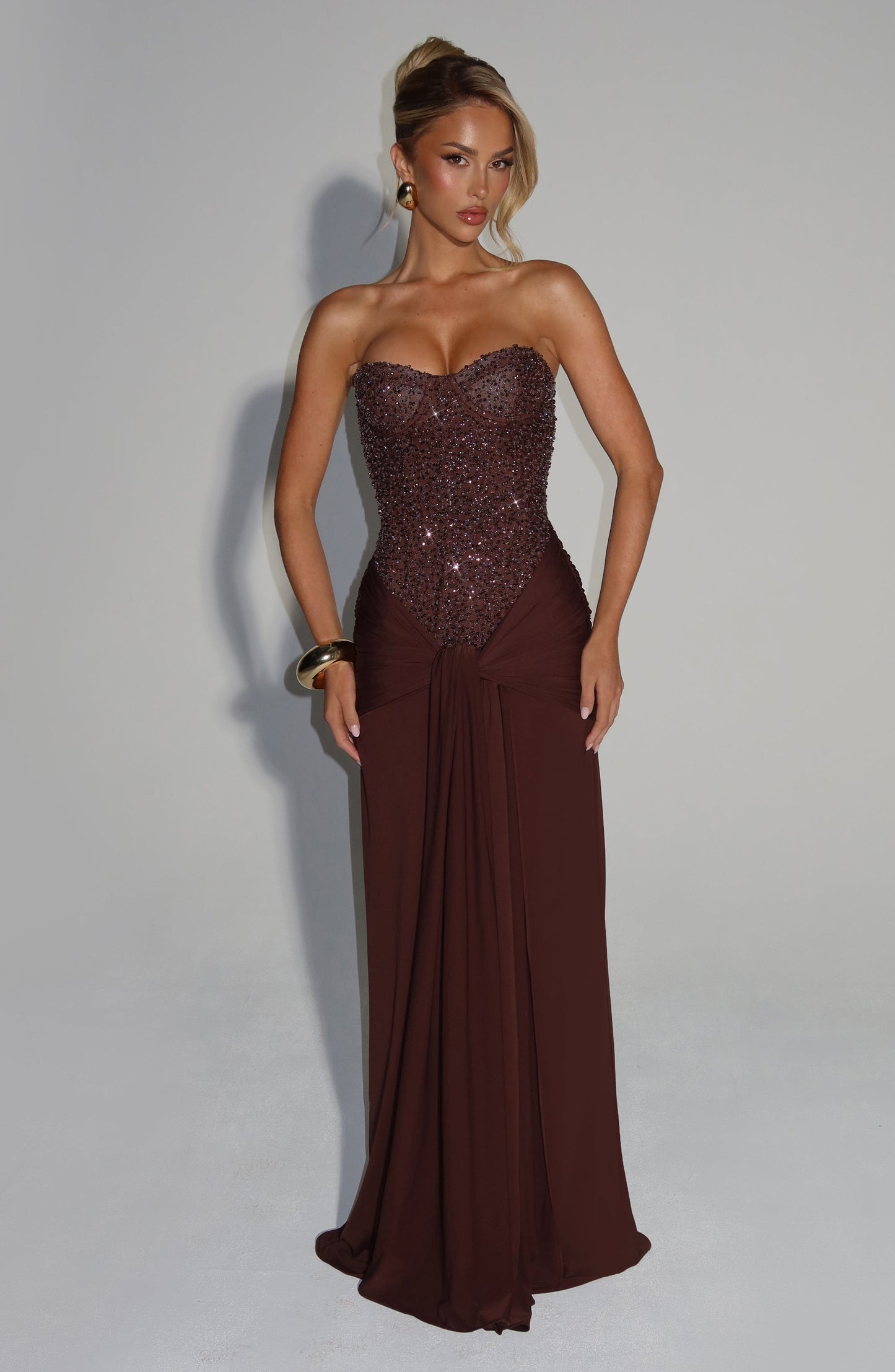 Elaha | Elegant Plum Brown Maxi
