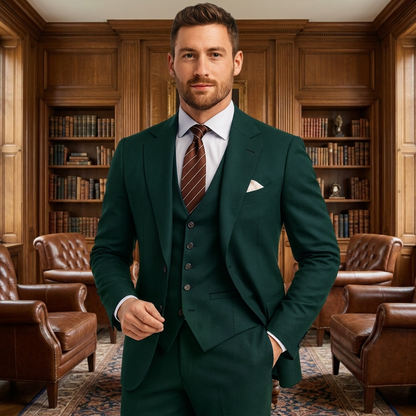 Men's Three-Piece Suit with Blazer, Waistcoat and Trousers
