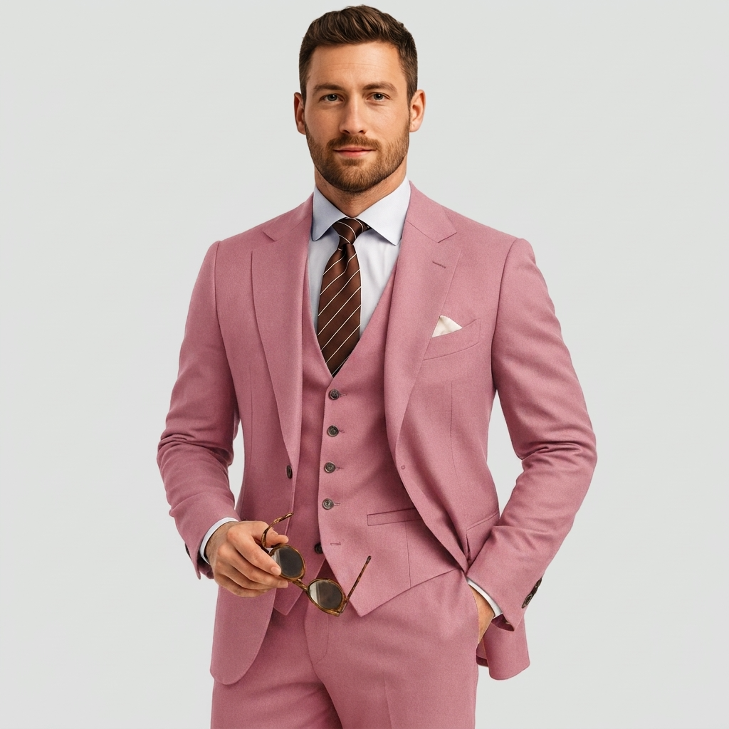 Men's Three-Piece Suit with Blazer, Waistcoat and Trousers