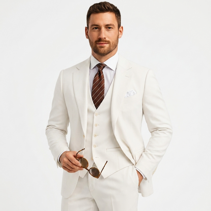 Men's Three-Piece Suit with Blazer, Waistcoat and Trousers