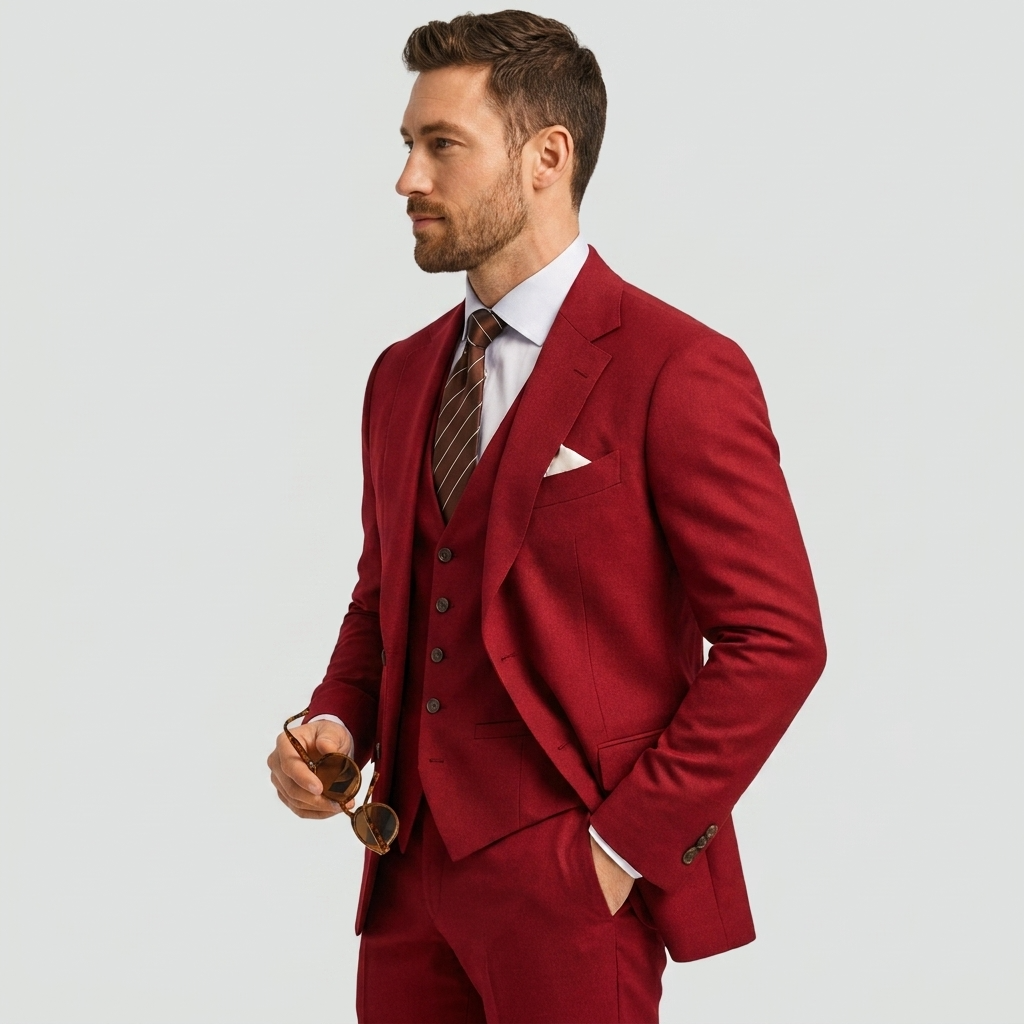 Men's Three-Piece Suit with Blazer, Waistcoat and Trousers
