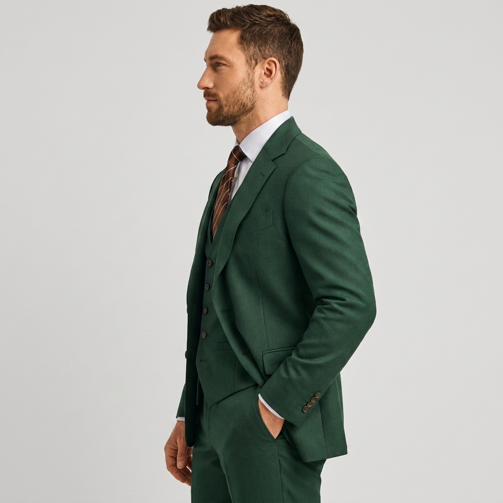 Men's Three-Piece Suit with Blazer, Waistcoat and Trousers