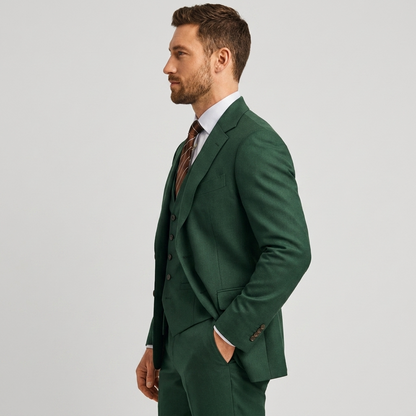 Men's Three-Piece Suit with Blazer, Waistcoat and Trousers