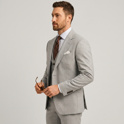 Men's Three-Piece Suit with Blazer, Waistcoat and Trousers