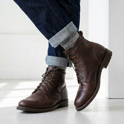 Men's Distressed Cap Toe Lace-Up Ankle Boots - view 2