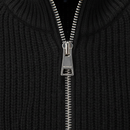 Men's full-zip ribbed knit cardigan, fabric detail