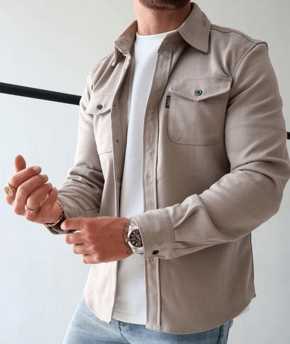 Men's Slim-Fit Overshirt Jacket Dual Chest Pocket Shacket - view 1